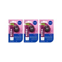 Protetor Labial Nivea 4,8g Amora Shine - Kit C/ 3un