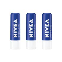 Protetor Labial Nivea 4,8G Care - Kit C/3 Un