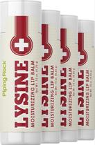 Protetor labial Piping Rock Lysine, pacote com 4 unidades, não transgênico, sem glúten