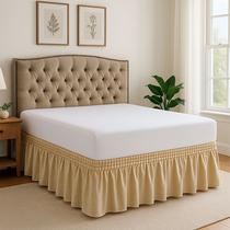 Protetor Lateral Cama Saia Box Casal Queen e King Universal 170 Fios Lisa com Elástico Ajustável - F.V Enxovais