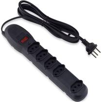 Protetor Linha Force Line, 5 Tomadas Bivolt, 3 metros, Preto - 7202