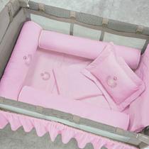 Protetor Para Berço Desmontável 3 Peças Urso Rosa Protetor Para Berço Desmontável 3 Peças Urso Rosa