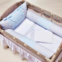 Protetor Para Berço Desmontável 4 Peças Chevron Azul Claro Protetor Para Berço Desmontável 4 Peças Chevron Azul Claro