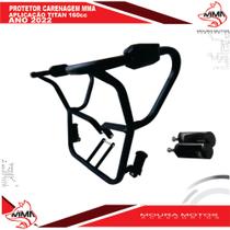 Protetor para carenagem tanque e motor titan / fan 160 2016 a 2022 aço carbono