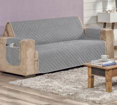 Protetor para sofá 3 lugares impermeável cinza/preto - 7110