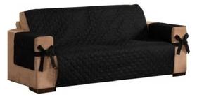 Protetor para sofá avulso 3 lugares com laço e porta controle preto