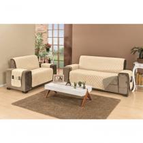 Protetor Para Sofá Dupla Face Manu 2 E 3 Lugares - Cáqui E Palha - alta durabilidade Protetor Para Sofá Dupla Face Manu 2 E 3 Lugares - Cáqui E Palha - alta durabilidade