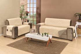 Protetor Para Sofá Dupla Face Manu 2 E 3 Lugares - Cáqui E Palha Protetor Para Sofá Dupla Face Manu 2 E 3 Lugares - Cáqui E Palha