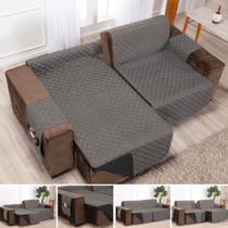 Protetor para sofá retrátil e reclinável de 2 módulos 1,20m cada + dupla face + porta objetos largura 2,40m