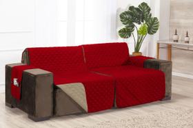 Protetor para sofá retrátil e reclinável de 2 partes módulos + dupla face + viés e matelado + porta objetos largura dos assentos de 2,20m