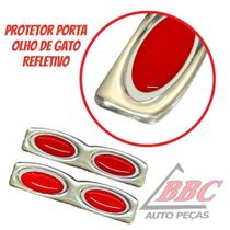 Protetor Porta Automotivo - Preto - Vermelho com Silicone - Carro Refletor Olho De Gato Par