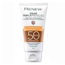 Protetor Renew Solar Triplaproteção com Cor FPS 50 Cor:Média Escura Protetor Renew Solar Triplaproteção com Cor FPS 50 Cor:Média Escura