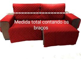 Protetor sofá 2.10m(medindo com braços)2 módulos retrátil e reclinável-vermelho