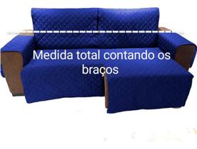 Protetor Sofá 2.50m(medindo Com Braços)2 Modulos Retratil e reclinavel -azul royal - RJ ENXOVAIS