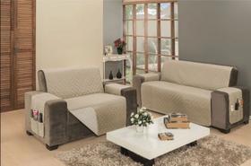 Protetor Sofa 2e3 Lugares Impermeável King Gigante Palha/caq Protetor Sofa 2e3 Lugares Impermeável King Gigante Palha/caq
