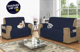 Protetor Sofá 3 e 2 lugares Micropercal - Azul Marinho J* Protetor Sofá 3 e 2 lugares Micropercal - Azul Marinho J*