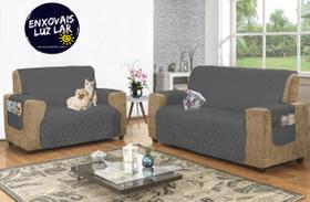 Protetor Sofá 3 e 2 lugares Micropercal - Cinza Escuro J* Protetor Sofá 3 e 2 lugares Micropercal - Cinza Escuro J*