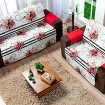 Protetor Sofa Estampado Isabela 2 E 3 Lugares - Floral Vermelho-preto Protetor Sofa Estampado Isabela 2 E 3 Lugares - Floral Vermelho-preto
