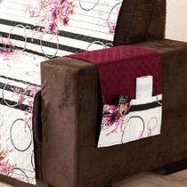 Protetor Sofa Estampado Isabela 2 E 3 Lugares - Floral Vinho