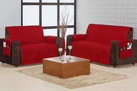 Protetor Sofa Home 3 E 2 Lugares - Vermelho - Enxovais Aquarela