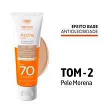 Protetor Solar Actine Colors FPS 70 Efeito Base Cor Morena Mais (Pele Negra) Toque Seco Antioleosidade 40g