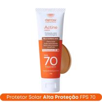 Protetor Solar Actine Colors FPS 70 Efeito Base Cor Morena Mais (Pele Negra) Toque Seco Antioleosidade 40g