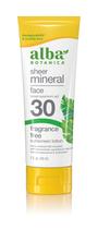 Protetor solar Alba Botanica Sheer Mineral SPF 30 60mL para rosto