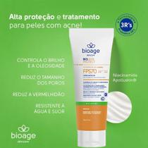Protetor Solar Antiacne Fps70 Incolor Reduz Acne e Poros Antioleosidade 45g Bioage Protetor Solar Antiacne Fps70 Incolor Reduz Acne e Poros Antioleosidade 45g Bioage