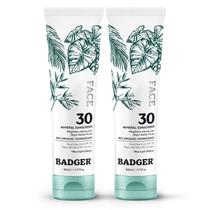 Protetor solar Badger Zinc Oxide Face SPF 30 50 ml, pacote com 2 unidades