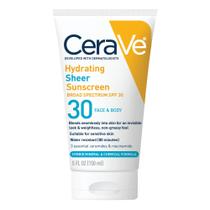 Protetor solar CeraVe Hydrating Sheer SPF 30 para rosto e corpo 150ml Protetor solar CeraVe Hydrating Sheer SPF 30 para rosto e corpo 150ml