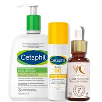 Protetor Solar Cetaphil e Loção Hidratante Serum Vitamina C