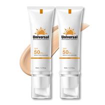Protetor solar colorido YFKEJI Universal SPF 50 50mL para rosto, 2 unidades