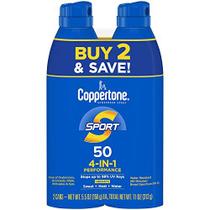 Protetor Solar Coppertone SPORT Broad Spectrum SPF 50 contínuo (2 frascos de 5,5 onças) - Embalagem variável