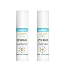 Protetor solar Coral Safe SPF 50 Mineral Face Stick, pacote com 2
