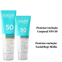 Protetor Solar Corporal FPS 50 120g + Protetor Solar Facial FPS 50 60g Bege Medio
