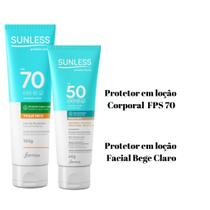 Protetor Solar Corporal FPS 70 120g + Protetor Solar Facial FPS 50 60g Bege Claro
