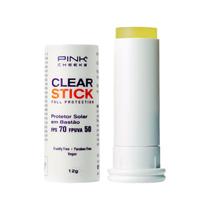 Protetor Solar Facial Bastão Clear Stick Transparente FPS70 FPUVA50 12g - Pink Cheeks
