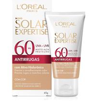 Protetor Solar Facial Com Cor L'Oréal Paris Solar Expertise Antirrugas FPS60 40g Uniformiza o Tom Textura Creme