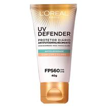 Protetor Solar Facial Com Cor L'Oréal UV Defender Antioleosidade FPS60 Clara 40g