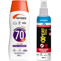 Protetor Solar Facial e Corporal 70 FPS 120ml com Repelente 200ml NUTRIEX Protetor Solar Facial e Corporal 70 FPS 120ml com Repelente 200ml NUTRIEX