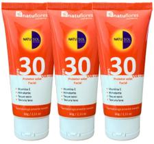PROTETOR SOLAR FACIAL FPS 30 NATUSOL 60g NATUFLORES Kit 3un PROTETOR SOLAR FACIAL FPS 30 NATUSOL 60g NATUFLORES Kit 3un