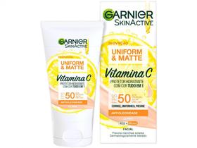 Protetor Solar Facial Garnier Uniform & Matte - Vitamina C FPS 50 Cor Clara 40g
