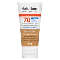 Protetor Solar Facial Helioderm Oil Free 3 em 1 FPS 70 Cor Bege Escuro 50g