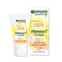 Protetor Solar Facial Hidratante Garnier Uniform & Matte Vitamina C FPS 50 Clara 40g