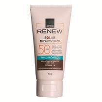 Protetor Solar Facial Tripla Proteção Avon Renew FPS 50 Loção Matte Hialurônico Cor Escura 5.4 40g