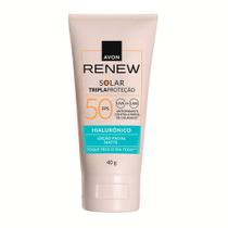 Protetor Solar Facial Tripla Proteção Avon Renew FPS 50 Loção Matte Hialurônico Sem Cor 40g