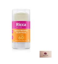 Protetor Solar FPS 60 Facial Bastão Ricca Alta Proteção UVA UVB Não Oleoso Rapida Aplicação