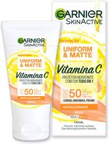 Protetor Solar Hidratante Facial Garnier Uniform &amp Matte Vitamina C FPS50 Cor Média 40g