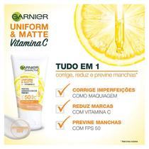 Protetor Solar Hidratante Facial Garnier Uniform & Matte Vitamina C FPS 50 Cor Clara - 40g