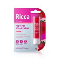Protetor Solar Labial FPS15 Morango - Ricca Protetor Solar Labial FPS15 Morango - Ricca